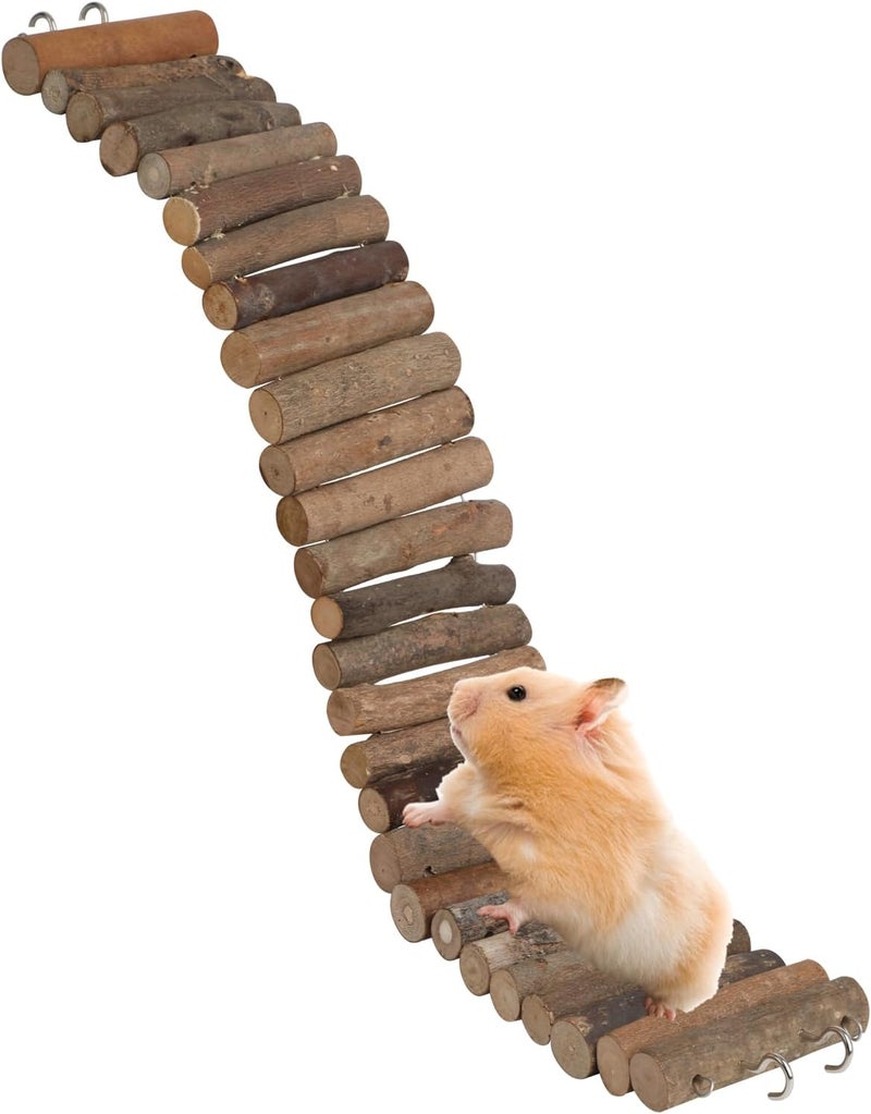SIMENA Wooden Hamster Suspension Bridge Toy, Hamster Fencing, Natural Climbing Ladder for Dwarf Hamsters, Syrian Hamsters, Mice, Gerbils & Small Pets (Natural, 19.7") - Image 1